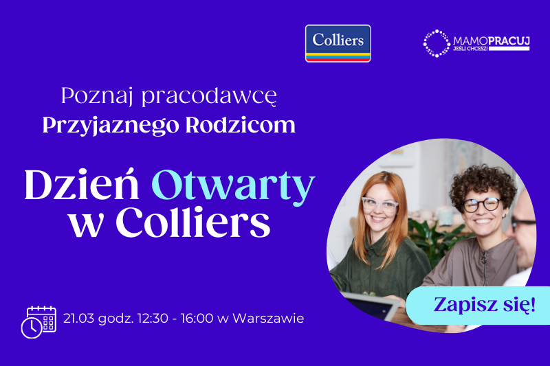 grafika zapraszająca na Dzień Otwarty w Colliers