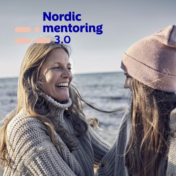Obrazek programu Nordic Mentoring 3.0. Na obrazku są dwie kobiety nad wodą.